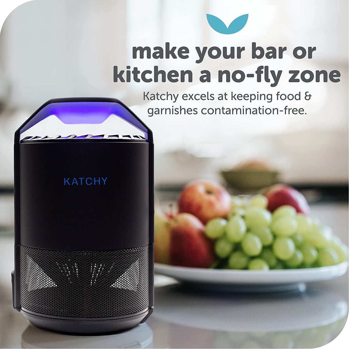 Katchy Indoor Insect Trap - Catcher & Killer for Mosquito, Gnat, Moth, Fruit Flies - Non-Zapper Traps for Buzz-Free Home - Catch Flying Insect Indoors with Suction, Bug Light & Sticky Glue (Black)