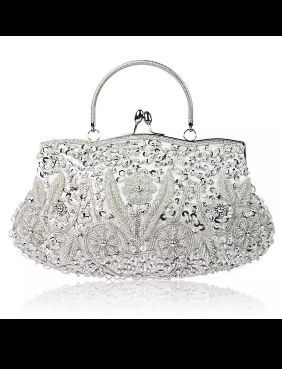 Women pearl embroidered evening bag