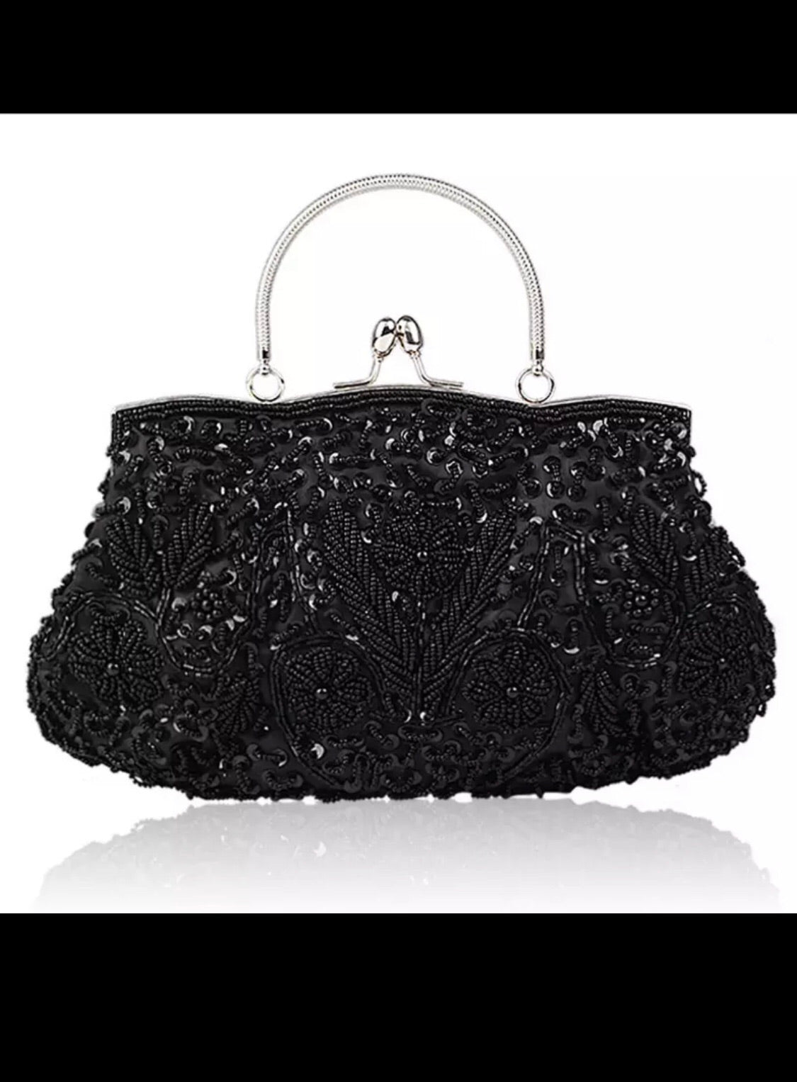 Women pearl embroidered evening bag