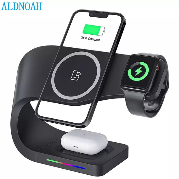 3 in 1 Wireless Chargers Stand For iPhone 13,12 Pro Max Mini Magnetic Charging Dock Station For Airpods Pro Apple watch Charger