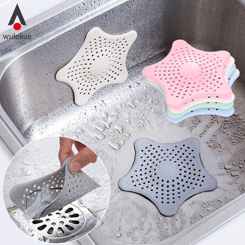 Wulekue Kitchen Gadgets Accessories Star Outfall Drain Cover Basin Sink Strainer Filter Shower Hair Catcher Stopper Plug