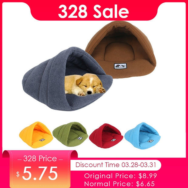 6 Colors Soft Polar Fleece Dog Beds Winter Warm Pet Heated Mat Small Dog Puppy Kennel House for Cats Sleeping Bag Nest Cave Bed